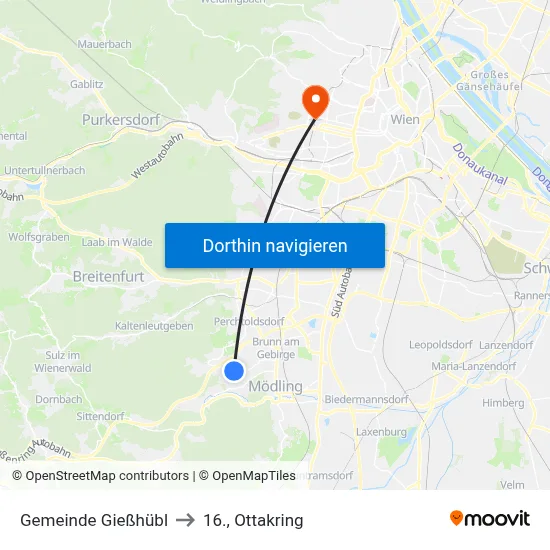 Gemeinde Gießhübl to 16., Ottakring map