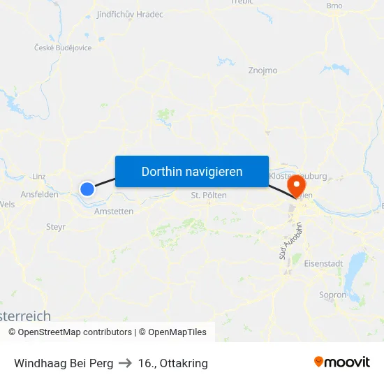 Windhaag Bei Perg to 16., Ottakring map