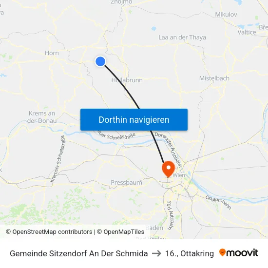 Gemeinde Sitzendorf An Der Schmida to 16., Ottakring map