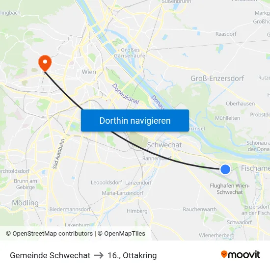 Gemeinde Schwechat to 16., Ottakring map
