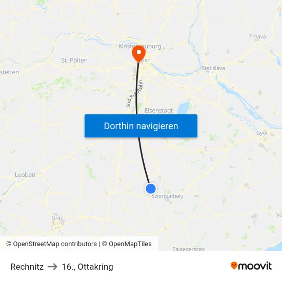 Rechnitz to 16., Ottakring map