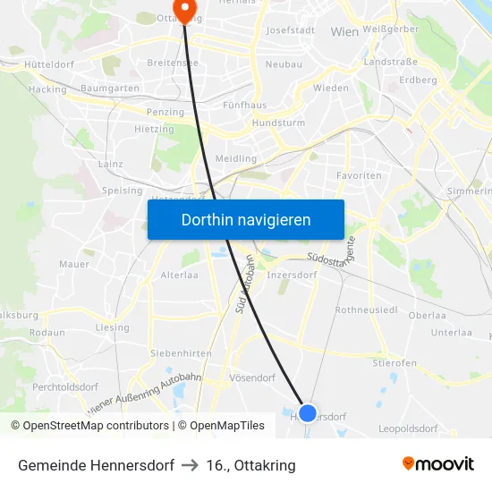 Gemeinde Hennersdorf to 16., Ottakring map