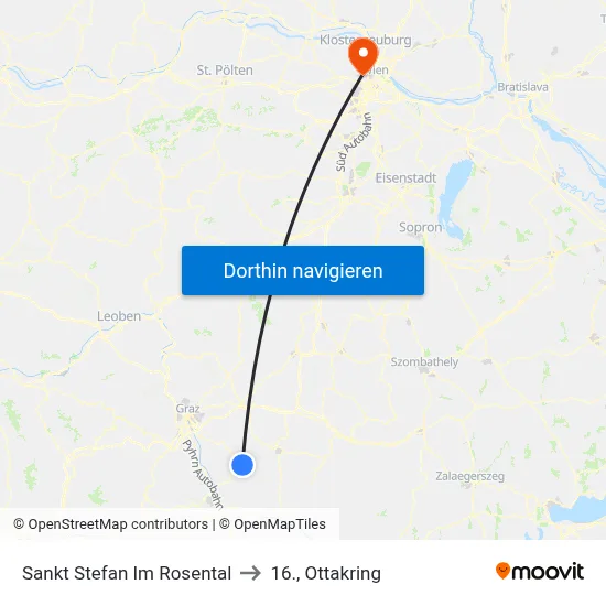 Sankt Stefan Im Rosental to 16., Ottakring map