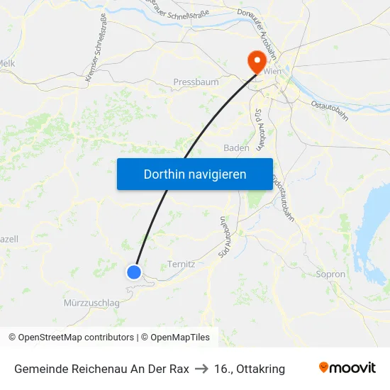 Gemeinde Reichenau An Der Rax to 16., Ottakring map