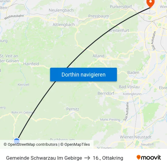 Gemeinde Schwarzau Im Gebirge to 16., Ottakring map