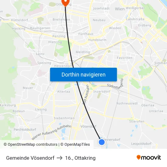 Gemeinde Vösendorf to 16., Ottakring map
