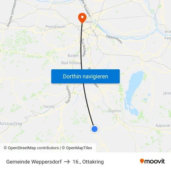 Gemeinde Weppersdorf to 16., Ottakring map