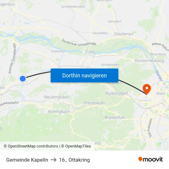 Gemeinde Kapelln to 16., Ottakring map