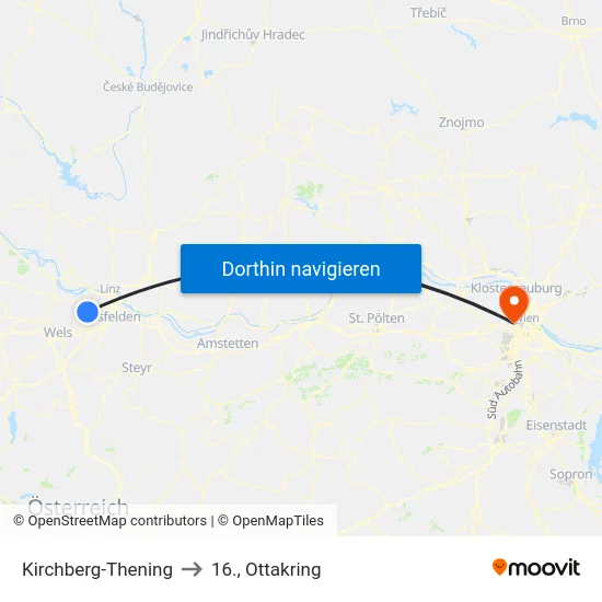 Kirchberg-Thening to 16., Ottakring map