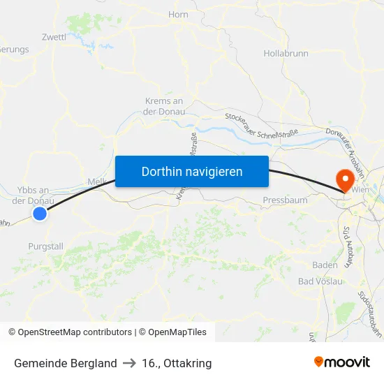 Gemeinde Bergland to 16., Ottakring map