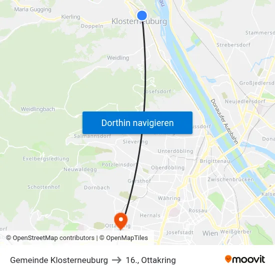 Gemeinde Klosterneuburg to 16., Ottakring map