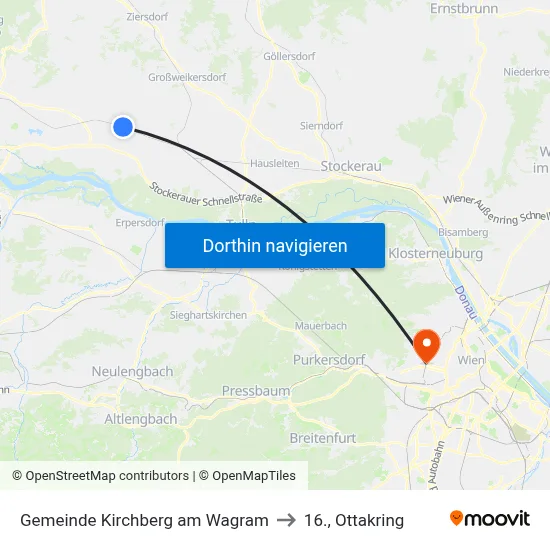 Gemeinde Kirchberg am Wagram to 16., Ottakring map