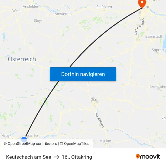 Keutschach am See to 16., Ottakring map