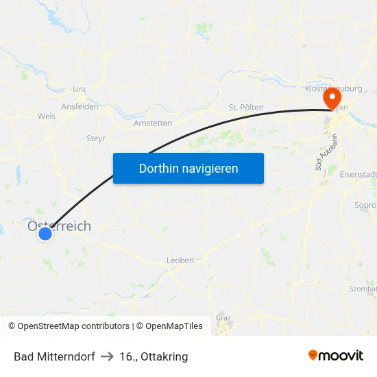 Bad Mitterndorf to 16., Ottakring map