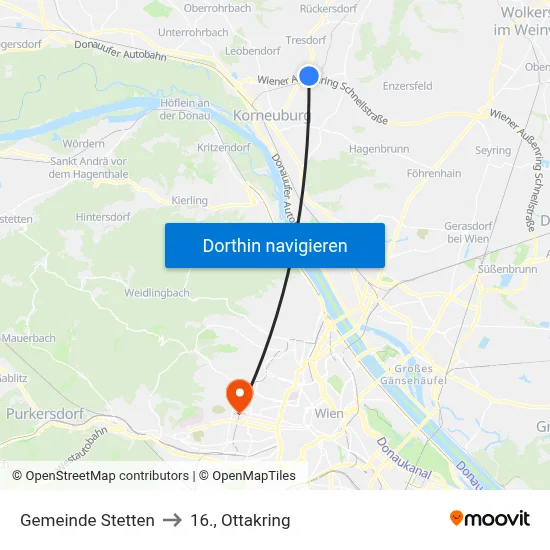 Gemeinde Stetten to 16., Ottakring map