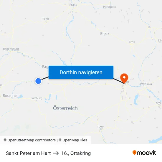 Sankt Peter am Hart to 16., Ottakring map