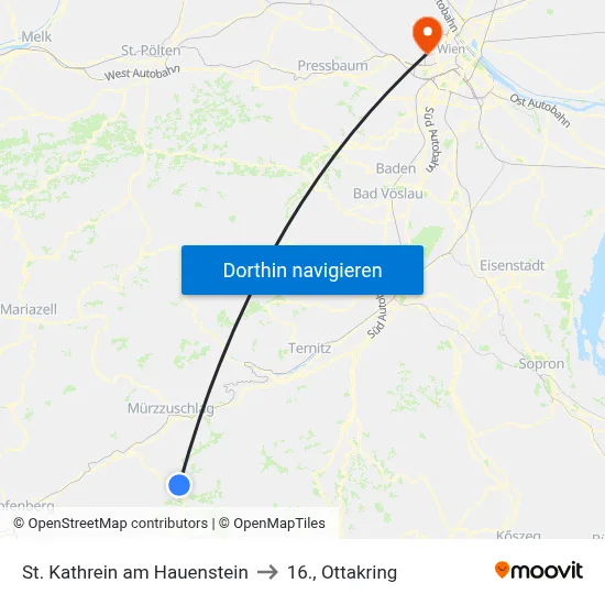 St. Kathrein am Hauenstein to 16., Ottakring map