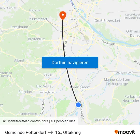 Gemeinde Pottendorf to 16., Ottakring map