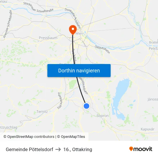 Gemeinde Pöttelsdorf to 16., Ottakring map