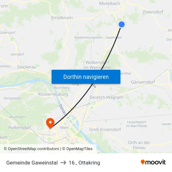Gemeinde Gaweinstal to 16., Ottakring map