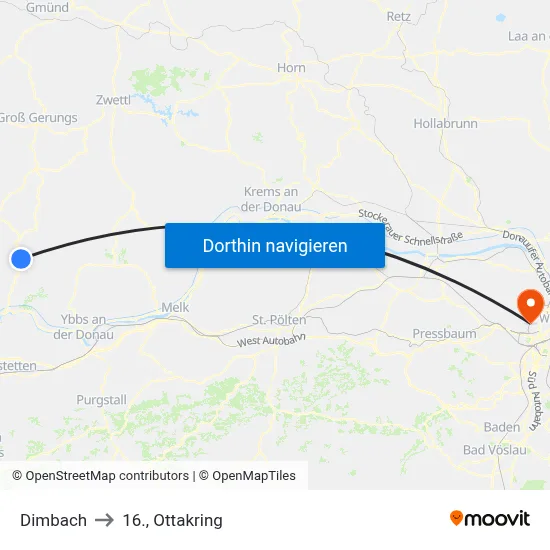Dimbach to 16., Ottakring map