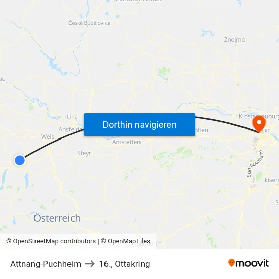 Attnang-Puchheim to 16., Ottakring map