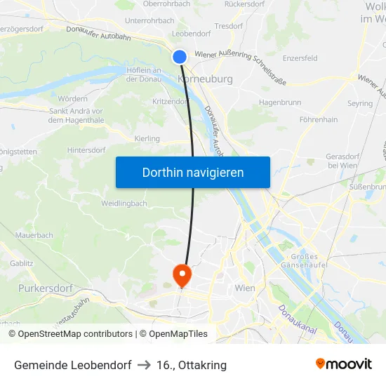 Gemeinde Leobendorf to 16., Ottakring map