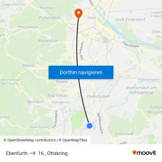 Ebenfurth to 16., Ottakring map