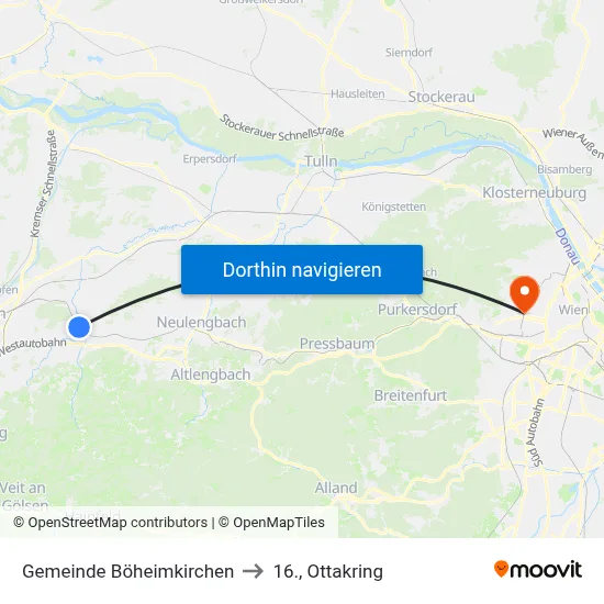 Gemeinde Böheimkirchen to 16., Ottakring map