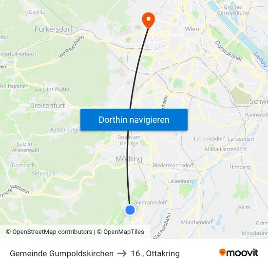 Gemeinde Gumpoldskirchen to 16., Ottakring map