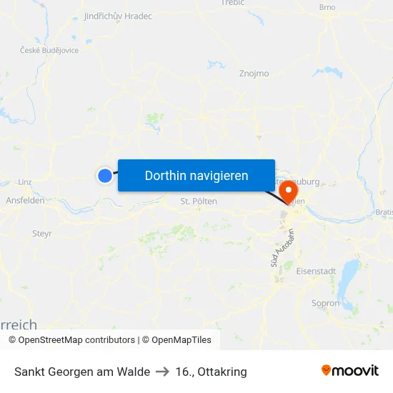 Sankt Georgen am Walde to 16., Ottakring map