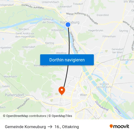 Gemeinde Korneuburg to 16., Ottakring map