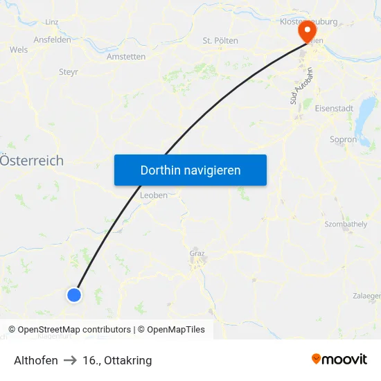 Althofen to 16., Ottakring map
