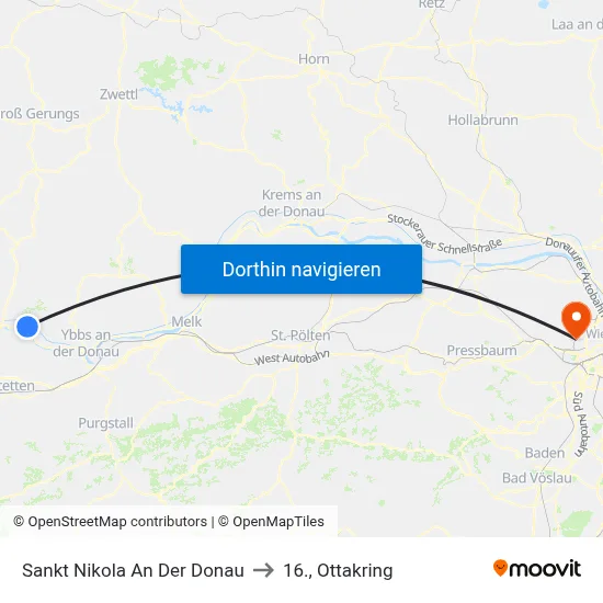 Sankt Nikola An Der Donau to 16., Ottakring map