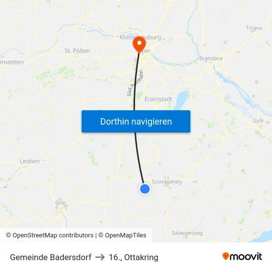 Gemeinde Badersdorf to 16., Ottakring map