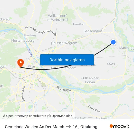 Gemeinde Weiden An Der March to 16., Ottakring map