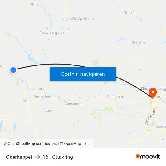 Oberkappel to 16., Ottakring map