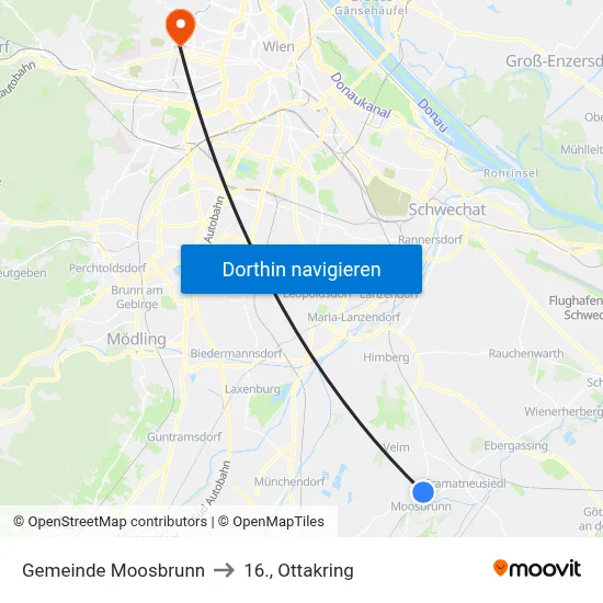 Gemeinde Moosbrunn to 16., Ottakring map