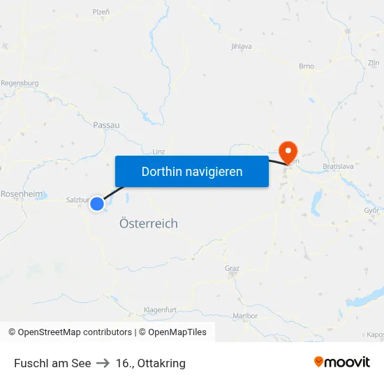 Fuschl am See to 16., Ottakring map