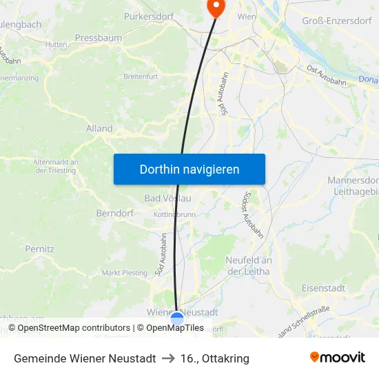 Gemeinde Wiener Neustadt to 16., Ottakring map