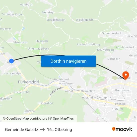 Gemeinde Gablitz to 16., Ottakring map