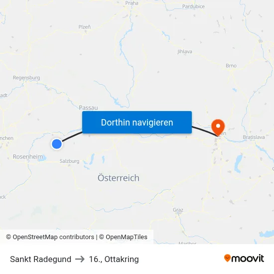 Sankt Radegund to 16., Ottakring map