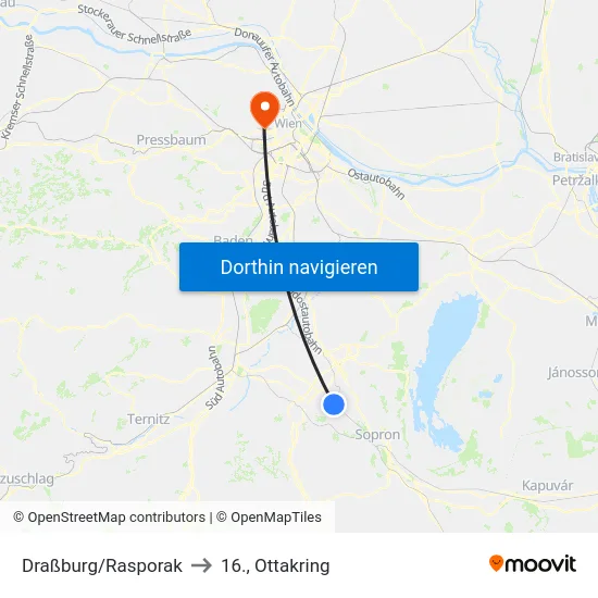 Draßburg/Rasporak to 16., Ottakring map