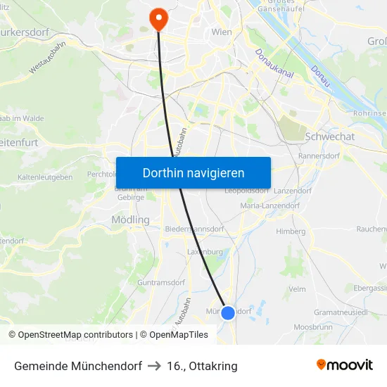 Gemeinde Münchendorf to 16., Ottakring map