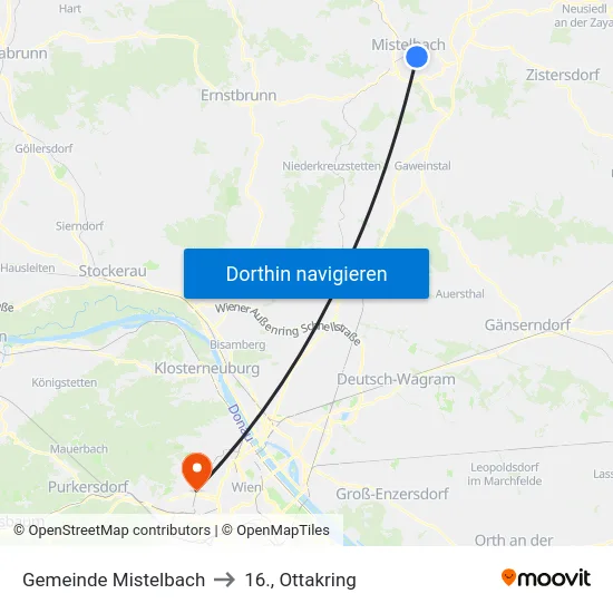 Gemeinde Mistelbach to 16., Ottakring map