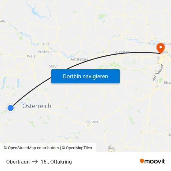 Obertraun to 16., Ottakring map