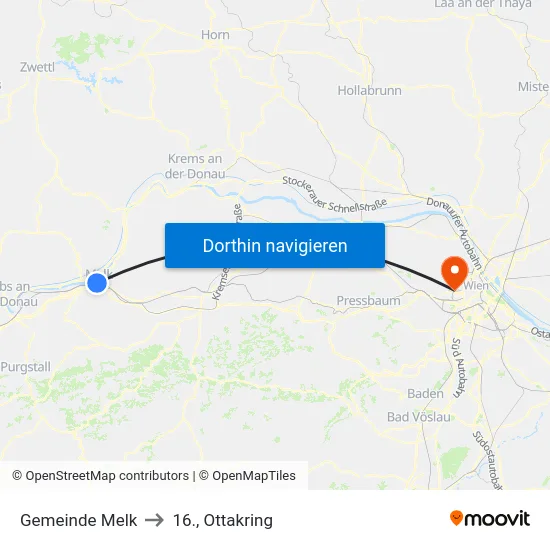 Gemeinde Melk to 16., Ottakring map