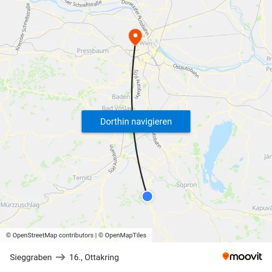 Sieggraben to 16., Ottakring map