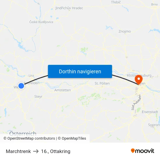 Marchtrenk to 16., Ottakring map