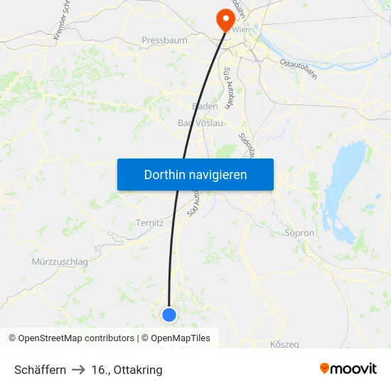 Schäffern to 16., Ottakring map